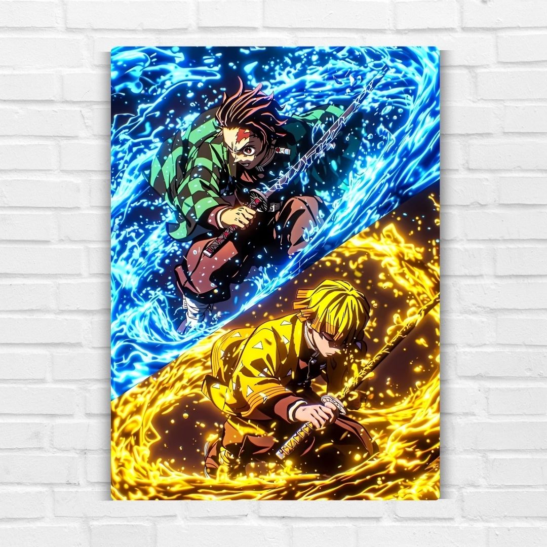 Tanjiro and Zenitsu Metal Poster