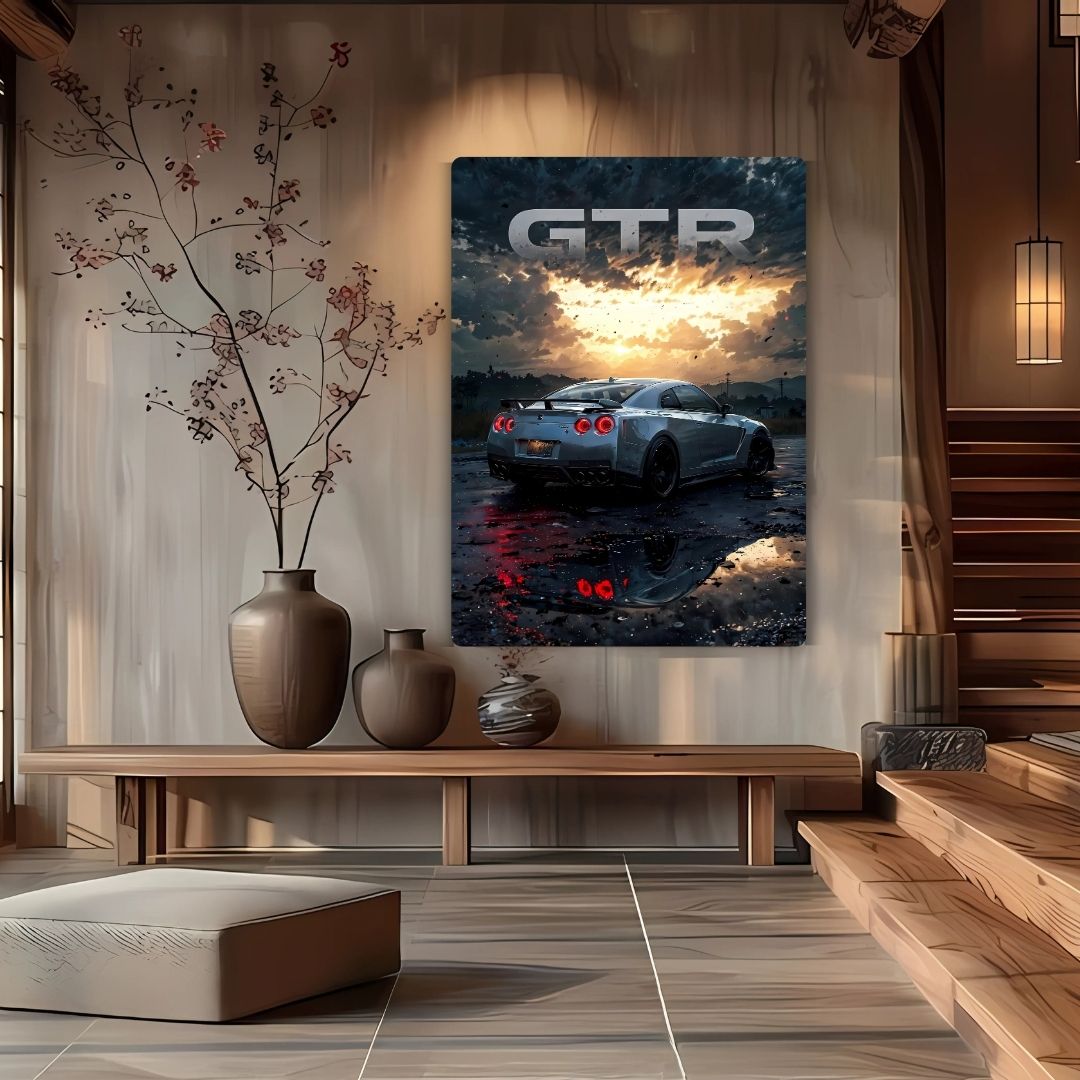 Nissan GTR at Dusk Metal Poster