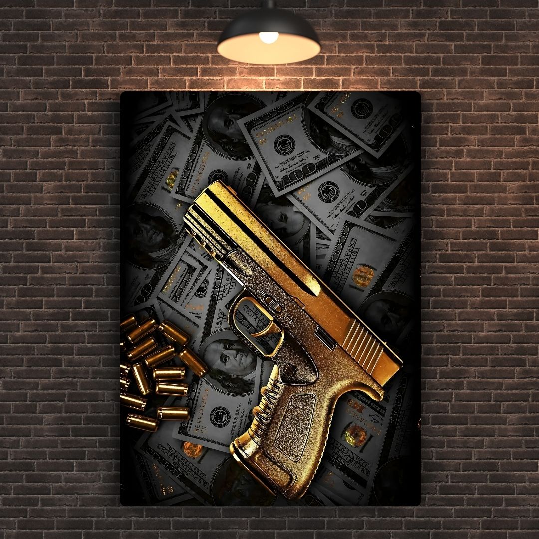 Golden Glock Metal Poster