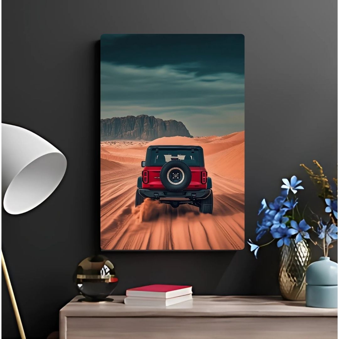 Red Raptor In Desert Metal Poster