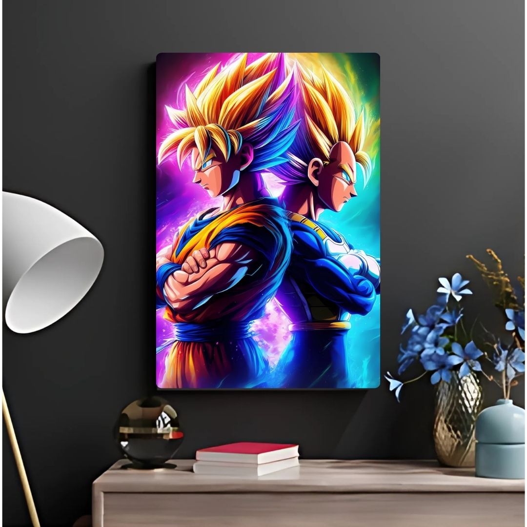 Goku and Vegeta In Battle Metal Poster