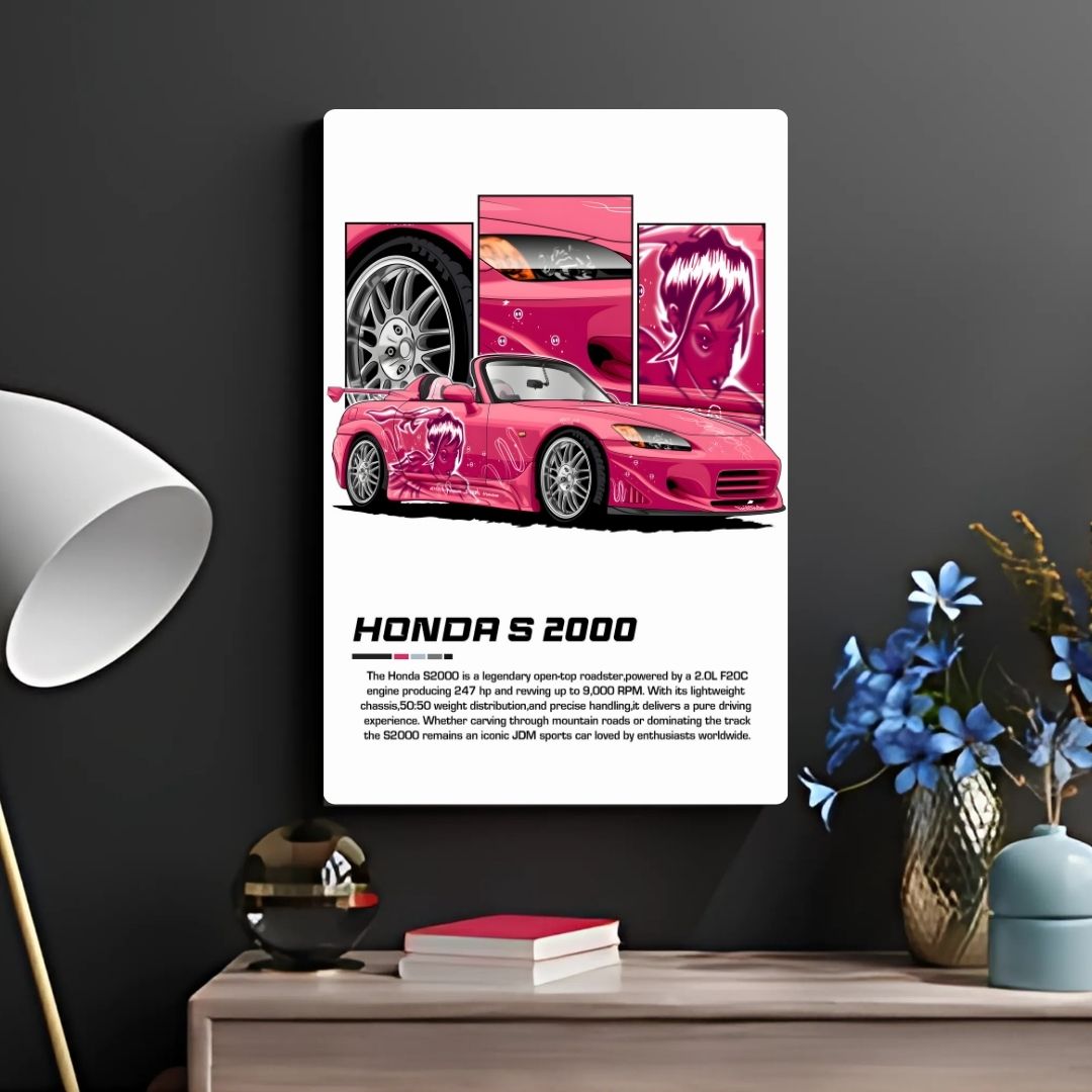 Honda S 2000 - Pink Metal Poster