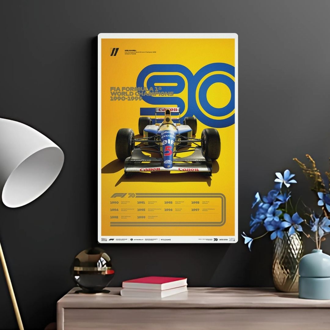 F1 World Champions 1990-1999 Metal Poster