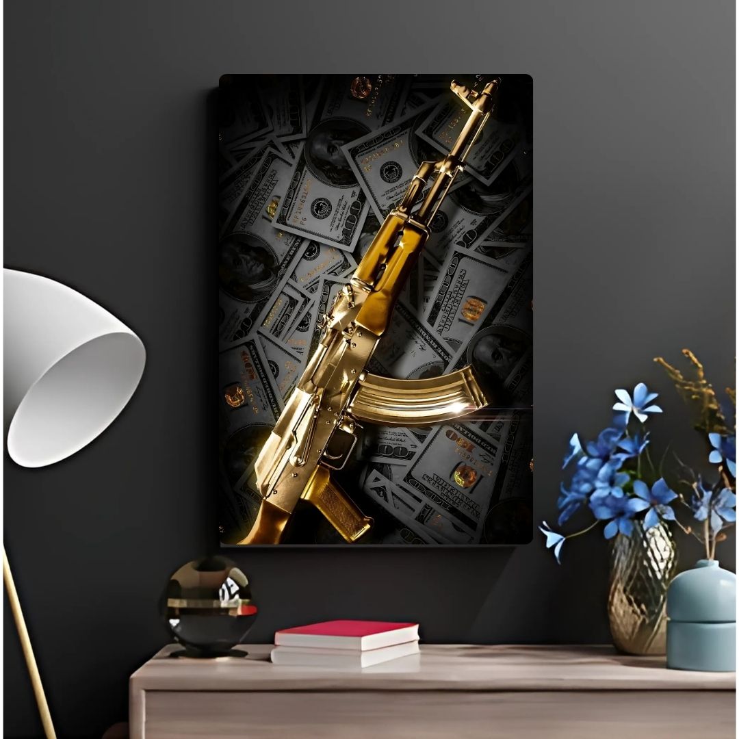 Gold-Plated AK47 Metal Poster