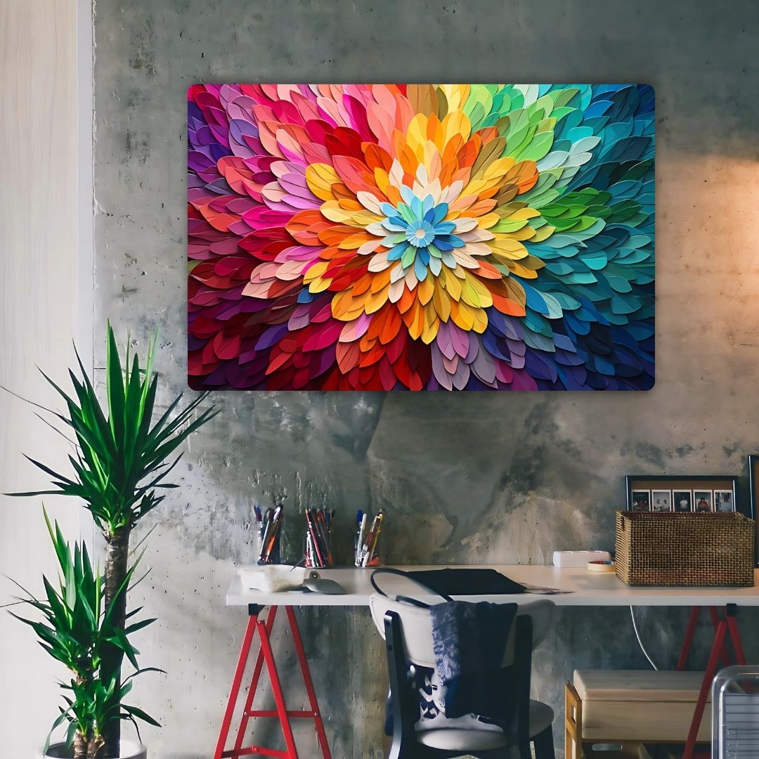 Colorful Floral Burst Metal Poster