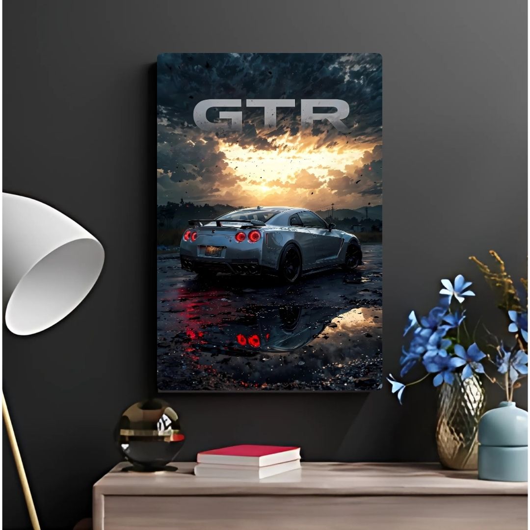Nissan GTR at Dusk Metal Poster