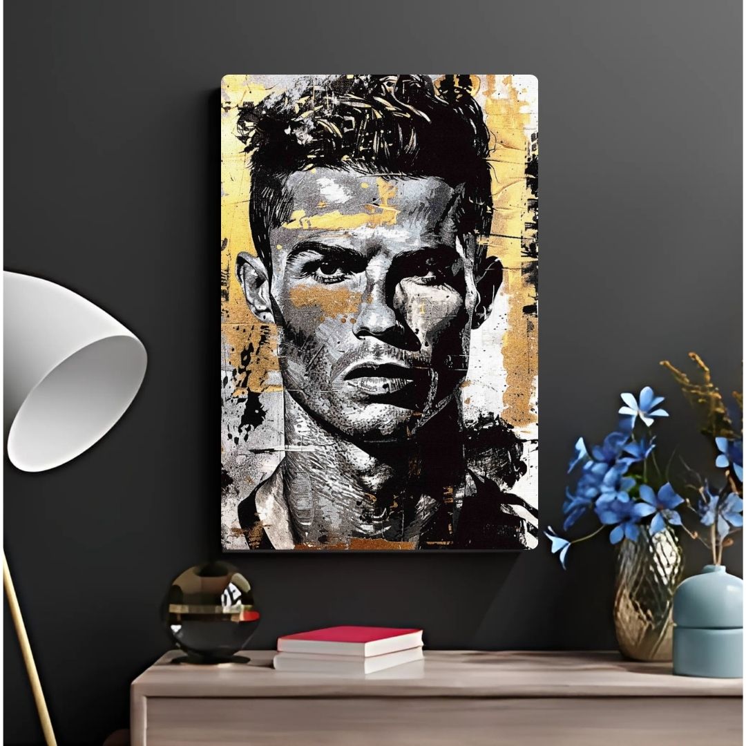 Ronaldo In Black & Golden Metal Poster