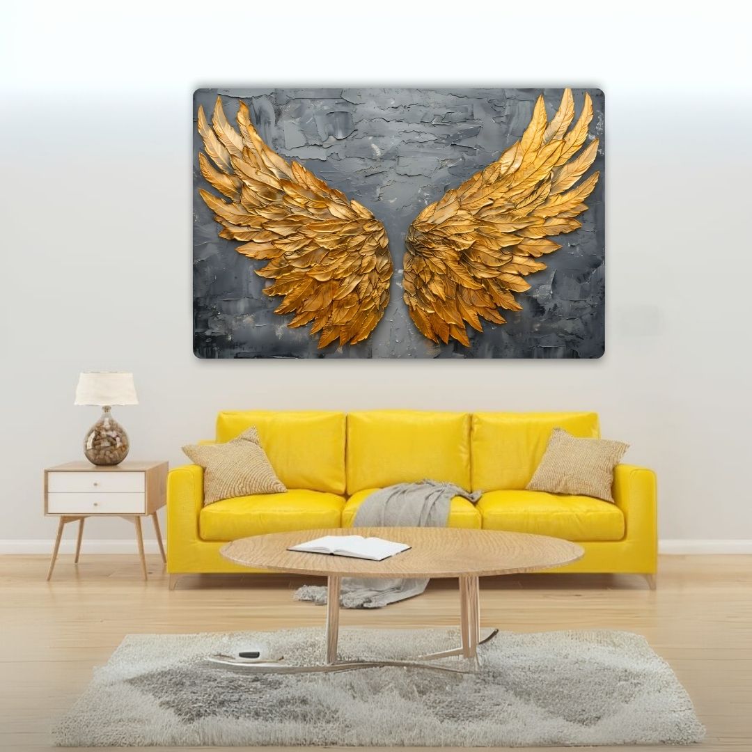 Golden Feathers Metal Poster