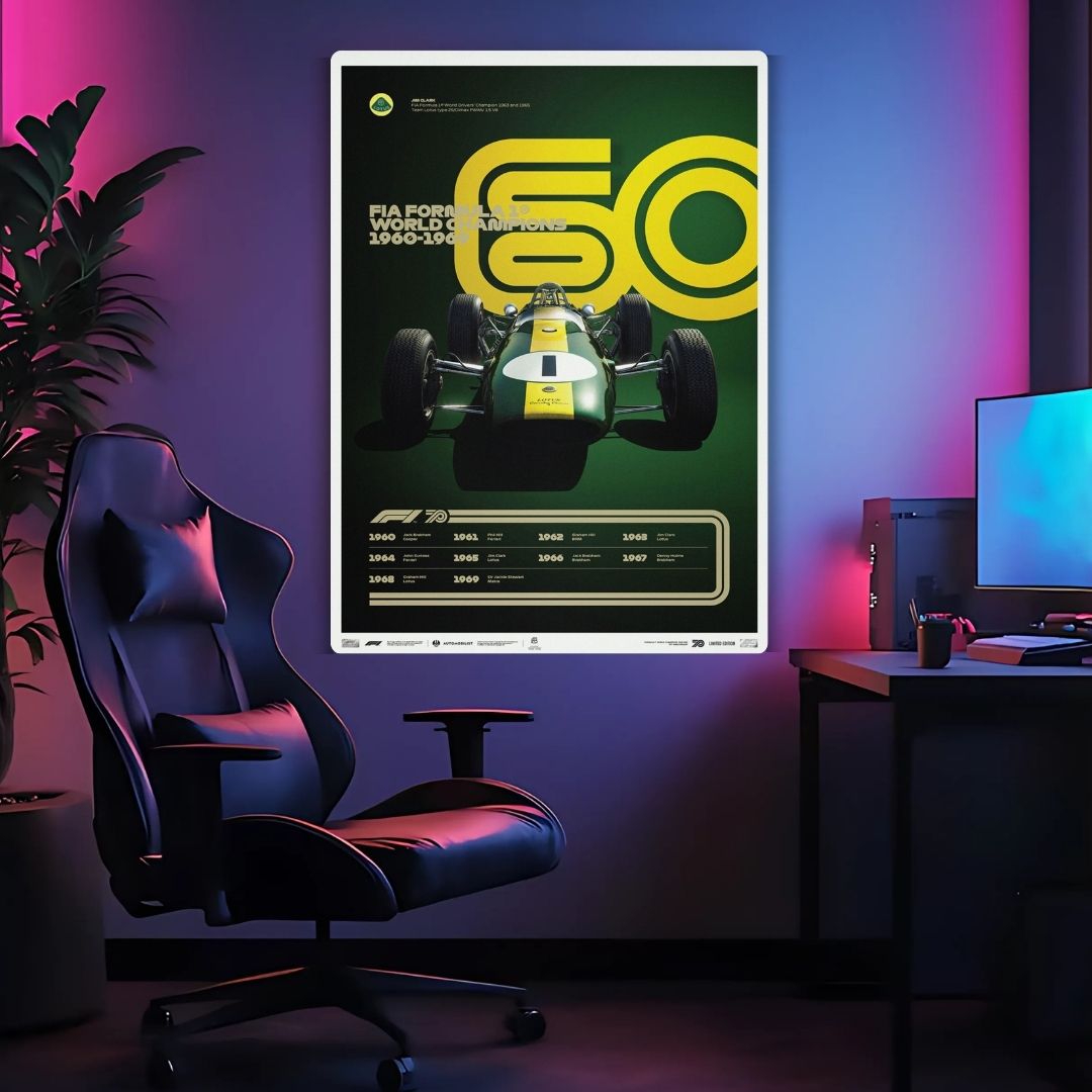 F1 World Champions 1960-1969 Metal Poster