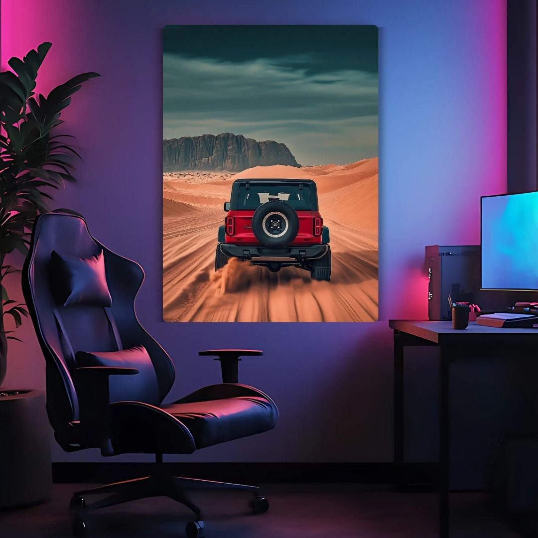 Red Raptor In Desert Metal Poster