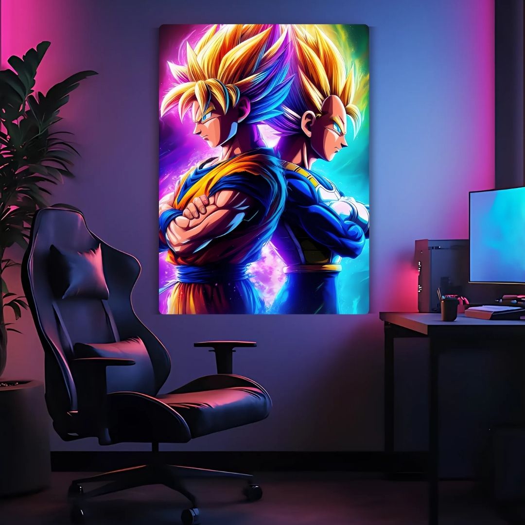 Goku and Vegeta In Battle Metal Poster
