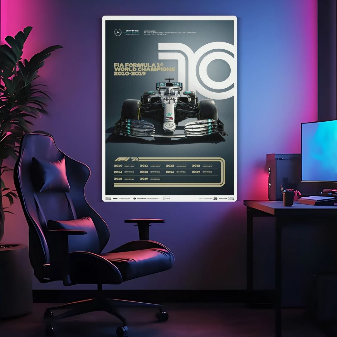 F1 World Champions 2010-2019 Metal Poster
