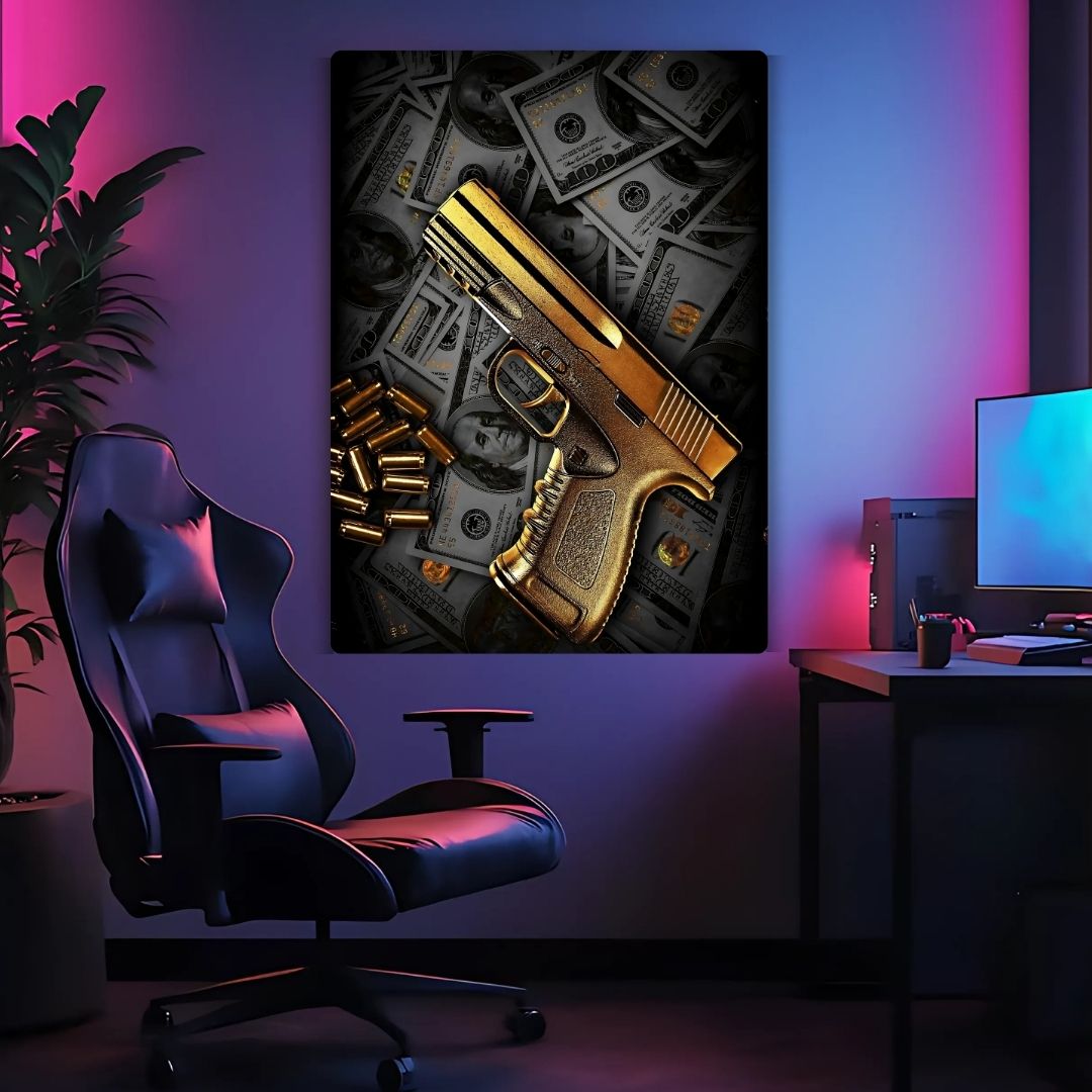 Golden Glock Metal Poster