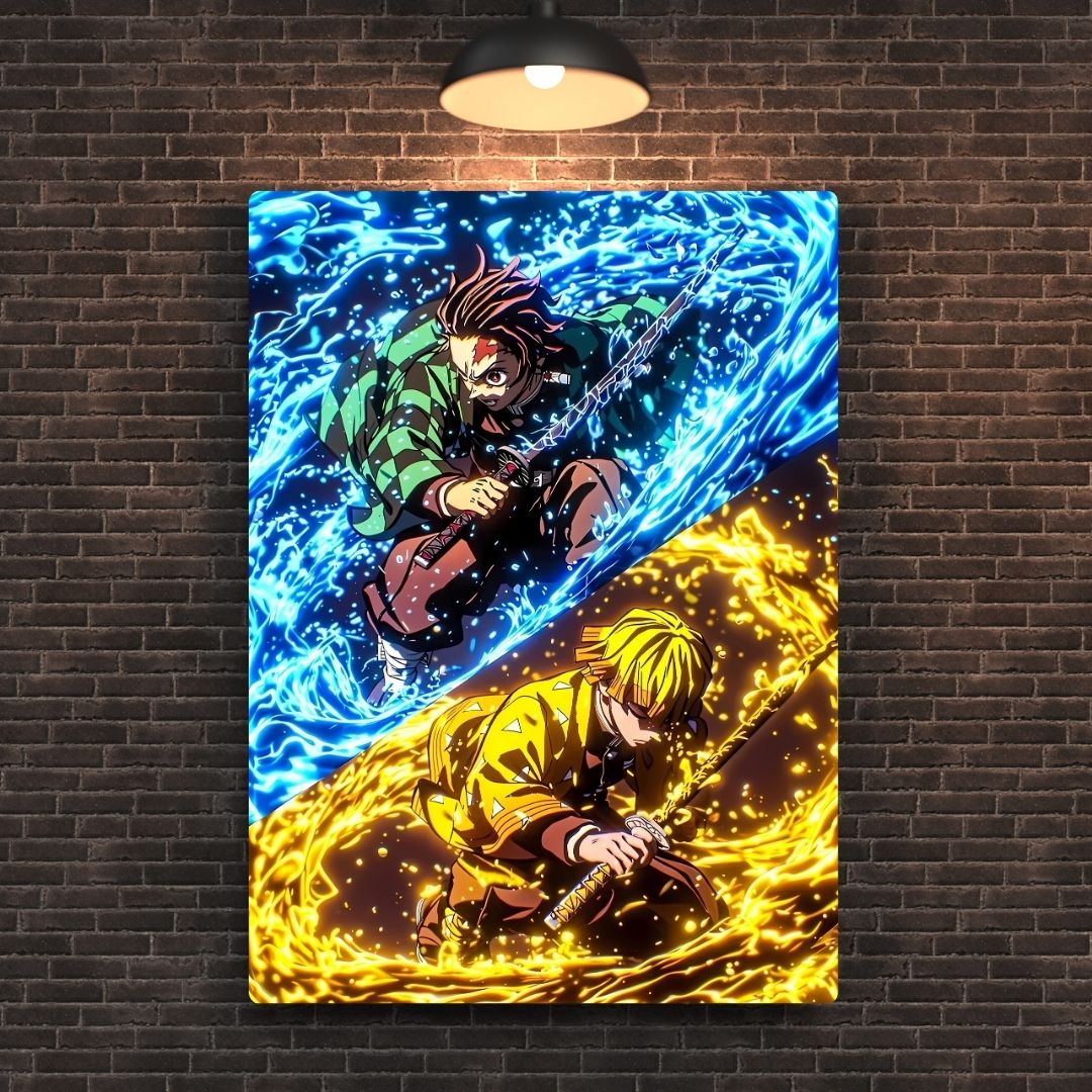 Tanjiro and Zenitsu Metal Poster