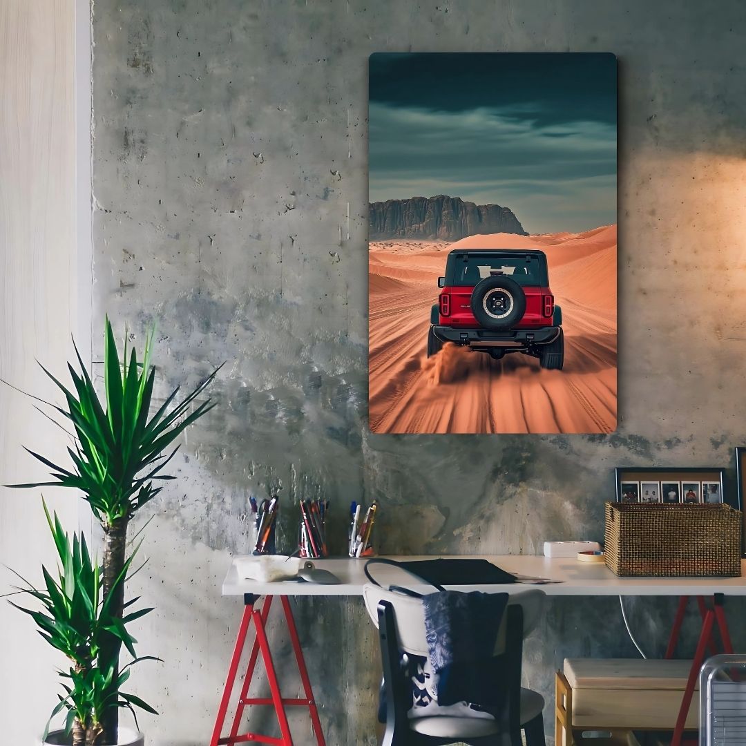 Red Raptor In Desert Metal Poster
