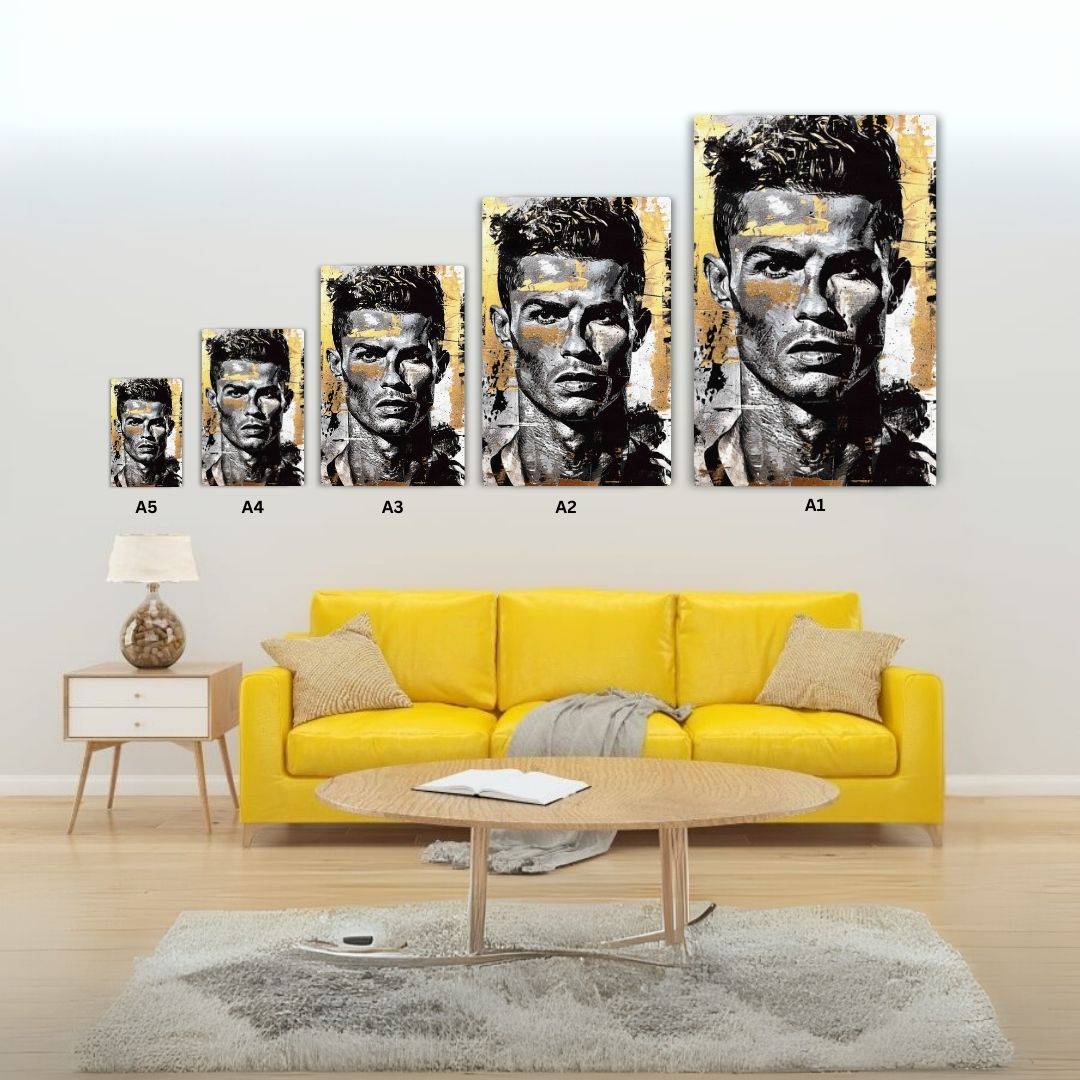 Ronaldo In Black & Golden Metal Poster