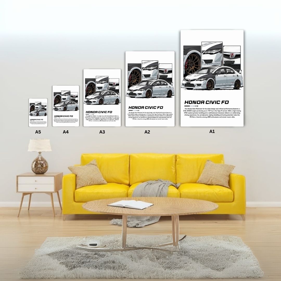 Honda Civic FD Metal Poster
