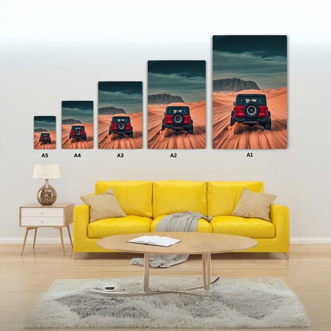 Red Raptor In Desert Metal Poster