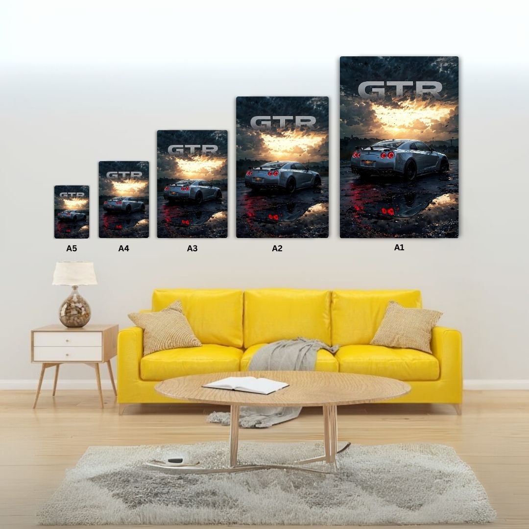 Nissan GTR at Dusk Metal Poster