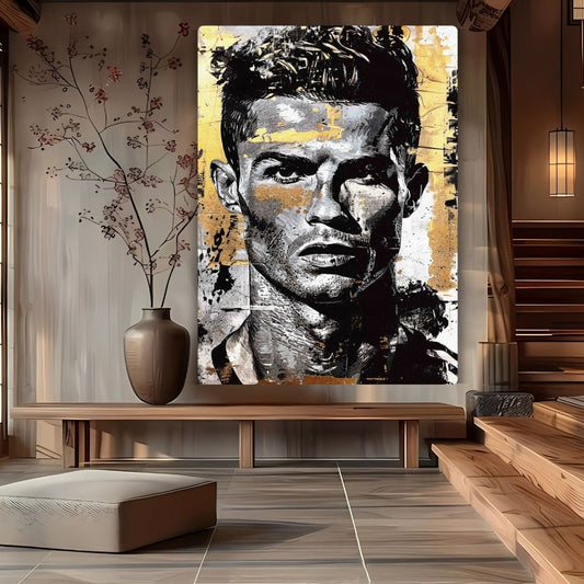 Ronaldo In Black & Golden Metal Poster