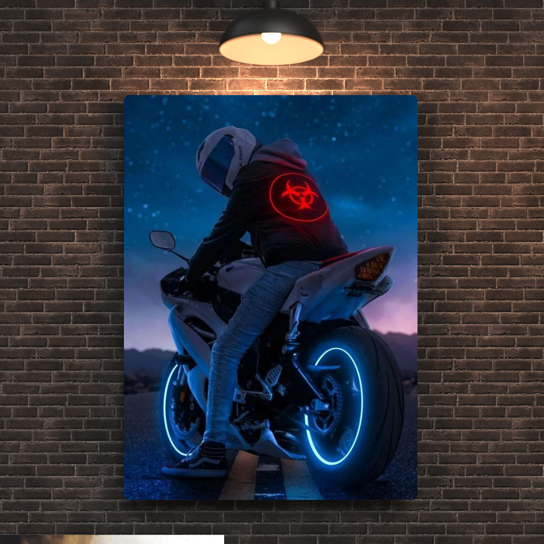 Neon Ride Metal Poster