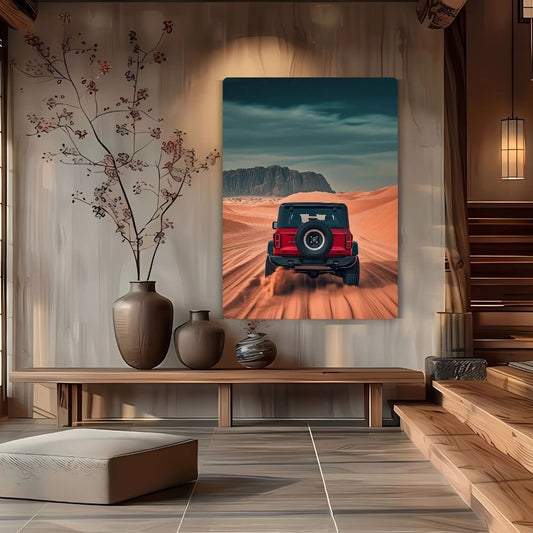 Red Raptor In Desert Metal Poster