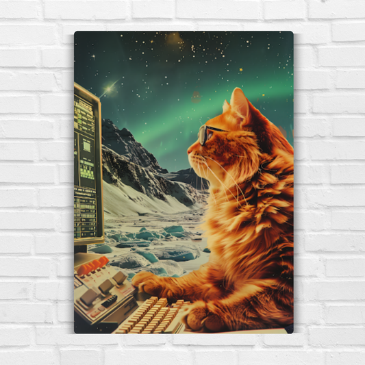 Rateoe Space Adventurer Cat Metal Poster