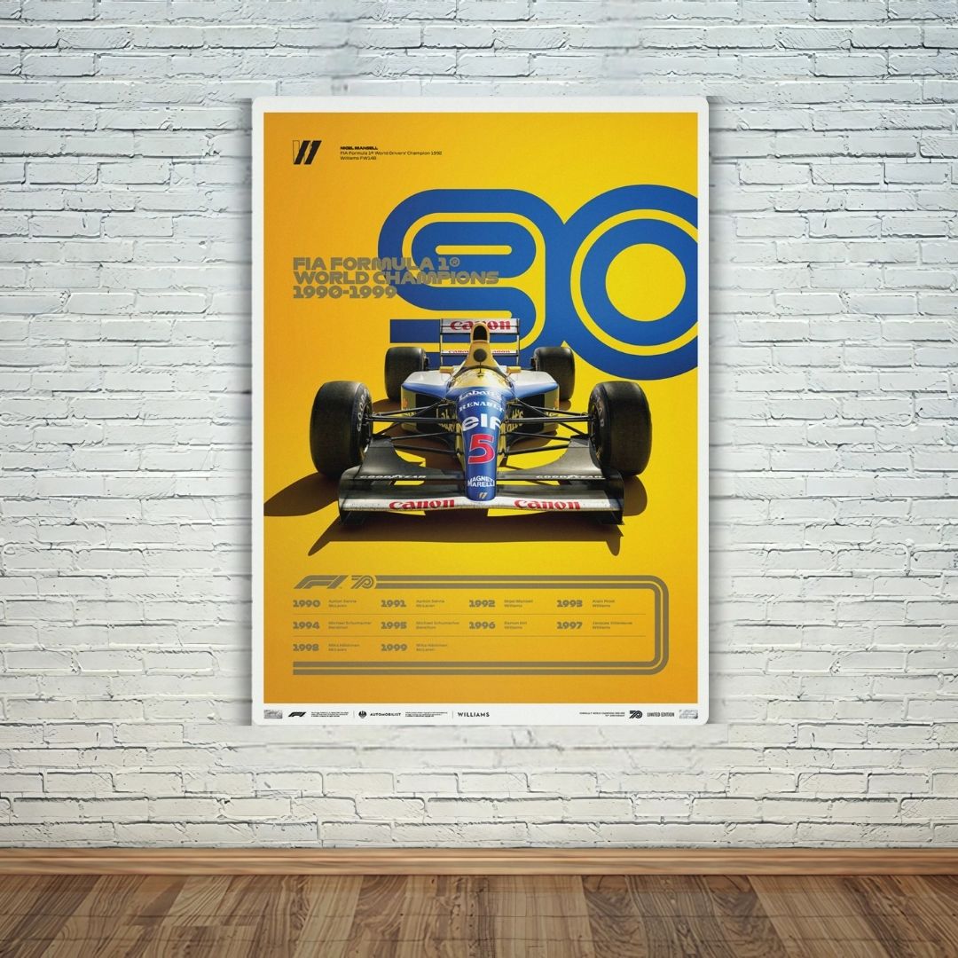 F1 World Champions 1990-1999 Metal Poster