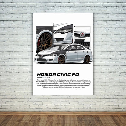 Honda Civic FD Metal Poster
