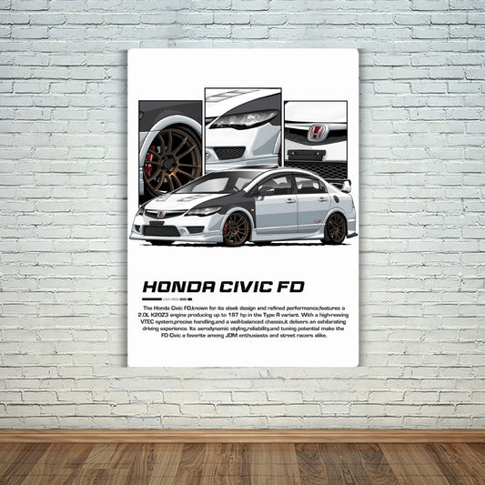 Honda Civic FD Metal Poster