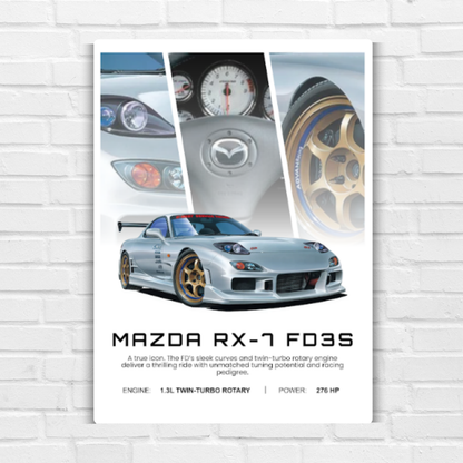 Mazda RX7 FD3S Metal Poster