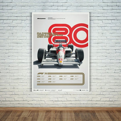 F1 World Champions 1980-1989 Metal Poster