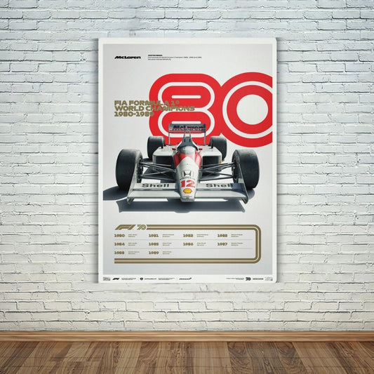 F1 World Champions 1980-1989 Metal Poster