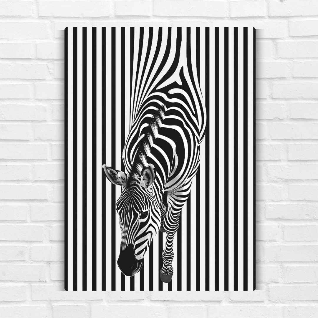 Zebra Illusion Art Metal Poster