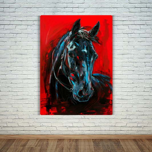 Red Fury Horse Metal Poster