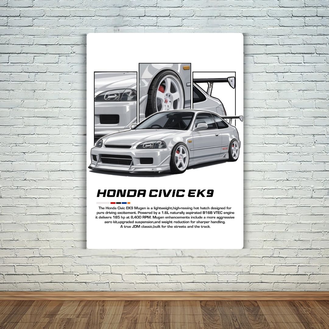Honda Civic EK 9 Metal Poster