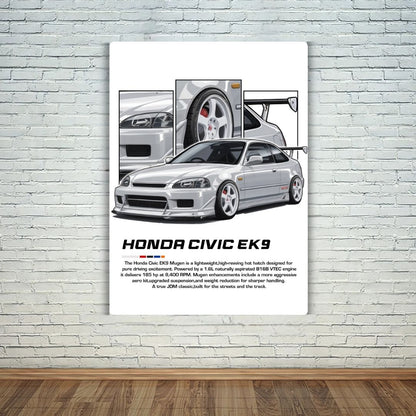 Honda Civic EK 9 Metal Poster