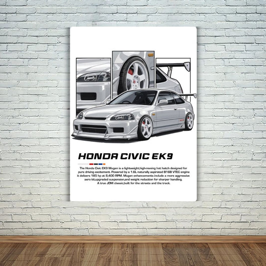 Honda Civic EK 9 Metal Poster