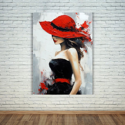 Lady in Red Canvas Metal Poster