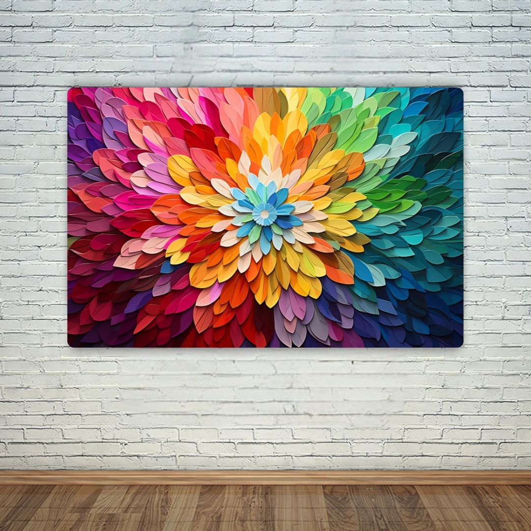 Colorful Floral Burst Metal Poster