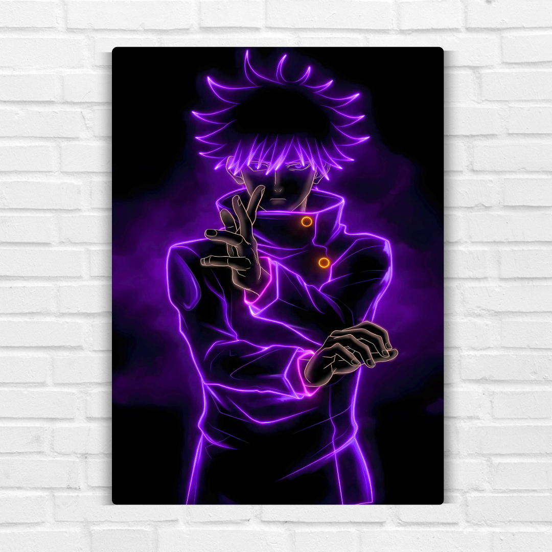 Megumi Fushiguro in Neon Metal Poster
