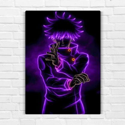 Megumi Fushiguro in Neon Metal Poster