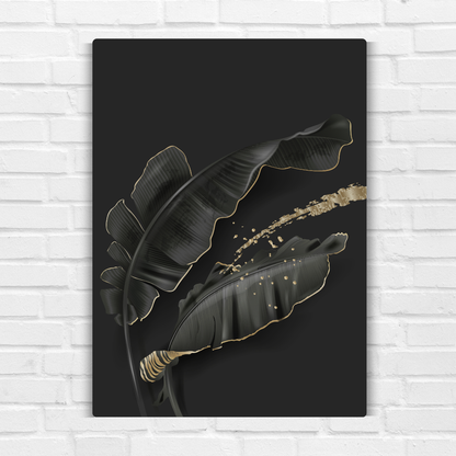 Black Leaf Art Metal Poster