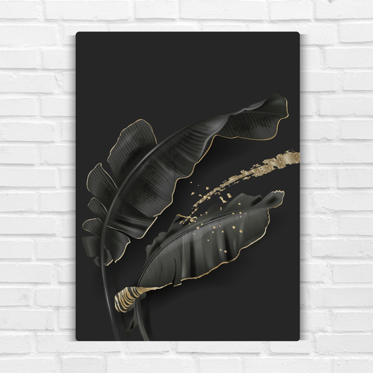 Black Leaf Art Metal Poster
