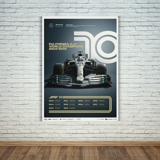 F1 World Champions 2010-2019 Metal Poster
