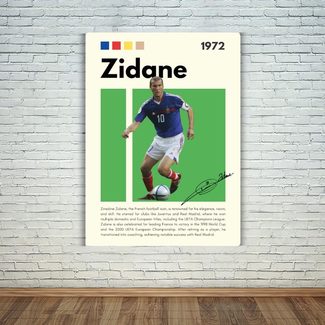 Zinedine Zidane Metal Poster