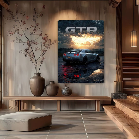 Nissan GTR at Dusk Metal Poster