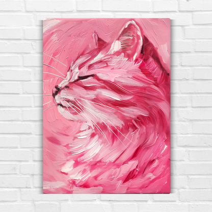Pink Cat Art Metal Poster