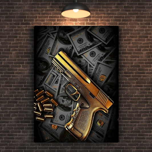 Golden Glock Metal Poster