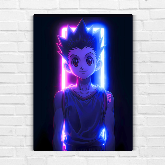 Gon Freecss Neon Metal Poster